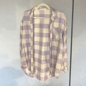 purple and white flannel